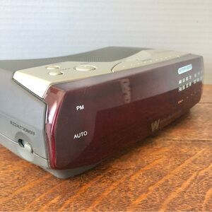 Sony Burgundy and Silver Portable Radio